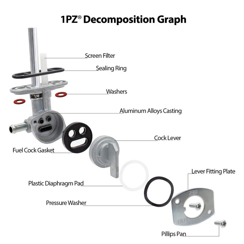 1PZ SL1-P01 Fuel Gas Tank Petcock Valve Replacement for Yamaha YFS200 YFM250 YFM350 YFM400 YFM600 YFZ350 YFZ450 Suzuki DRZ400 FZR600 LT80 LTZ250 LTZ400 Raptor 660 Wolverine Banshee 350 Grizzly Blaster - Image 2
